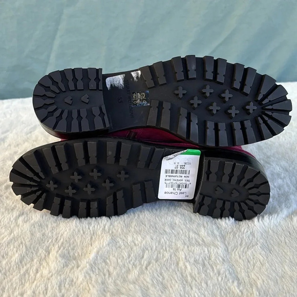 NWOT Stuart Weitzman Norrie Suede Lace Up Combat Boots US 5.5D Red Maroon Moto - Picture 6 of 8